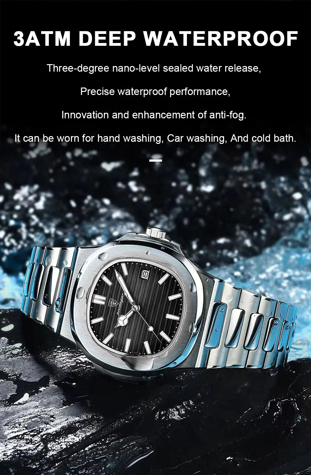 Luxury Sports Watch for Men - POEDAGAR Square Dial, Waterproof Quartz